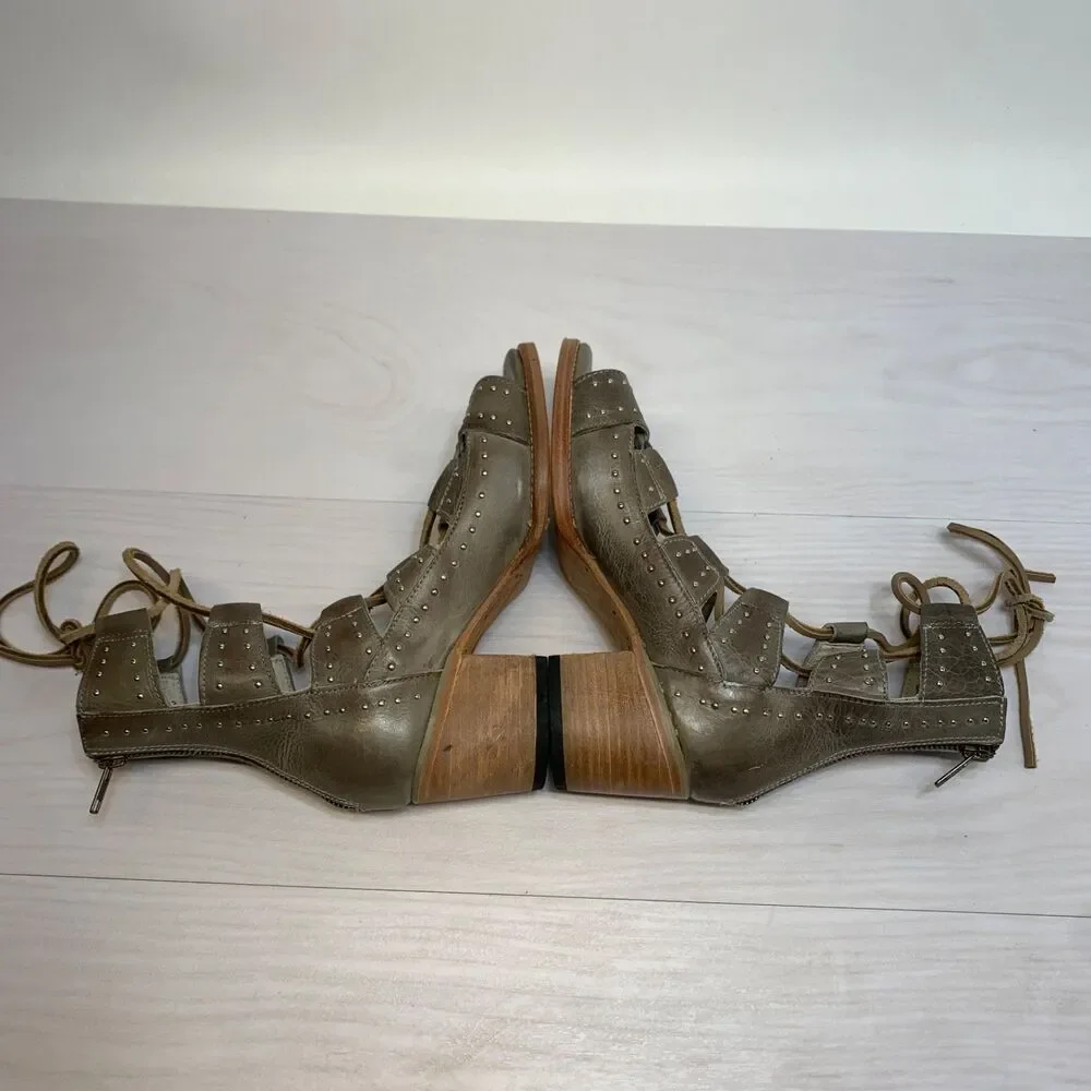 Freebird By Steven Hazel Ice Sandals Size 8 Leather Strappy Heels‎ Sandals